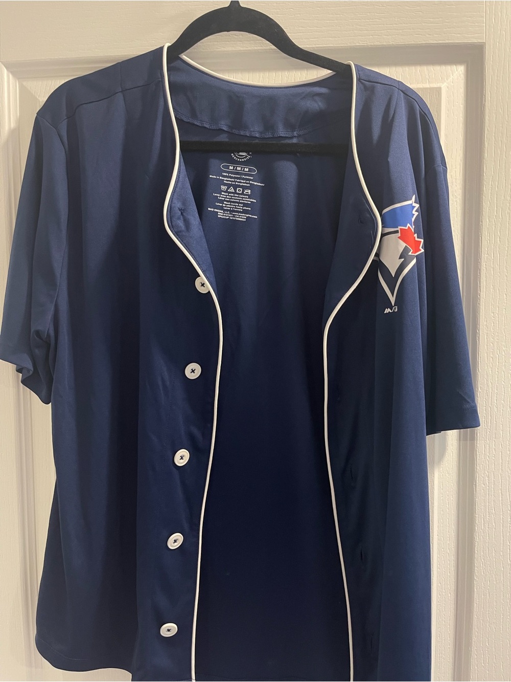MLB Toronto Blue Jays Adult Short Sleeve Button Front Baseball Jersey